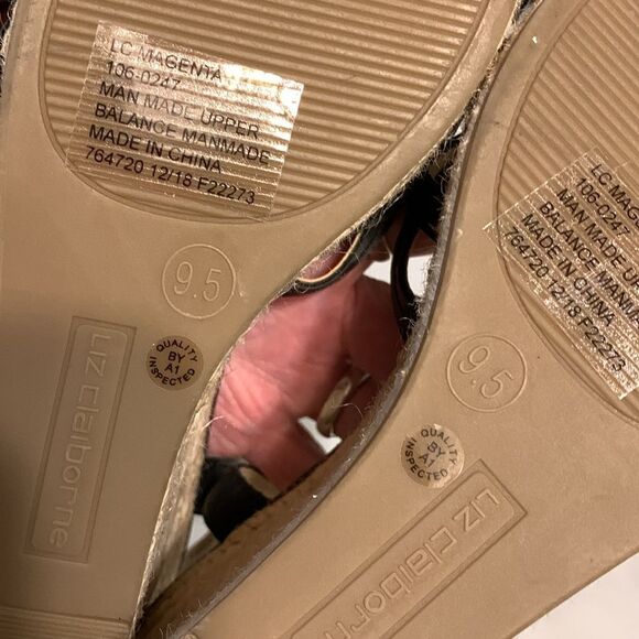 Liz Claiborne LC Magenta refined comfort size 9.5 black sandal wedge - Picture 5 of 9